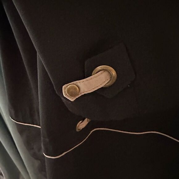 London fog trench rain coat removable hood zipper navy tan women’s size large - Picture 2 of 7